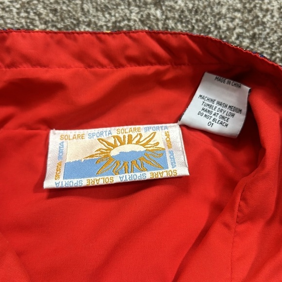 Vintage 80s Solare Sporta red paisley track jacket windbreaker size Large - Picture 3 of 4